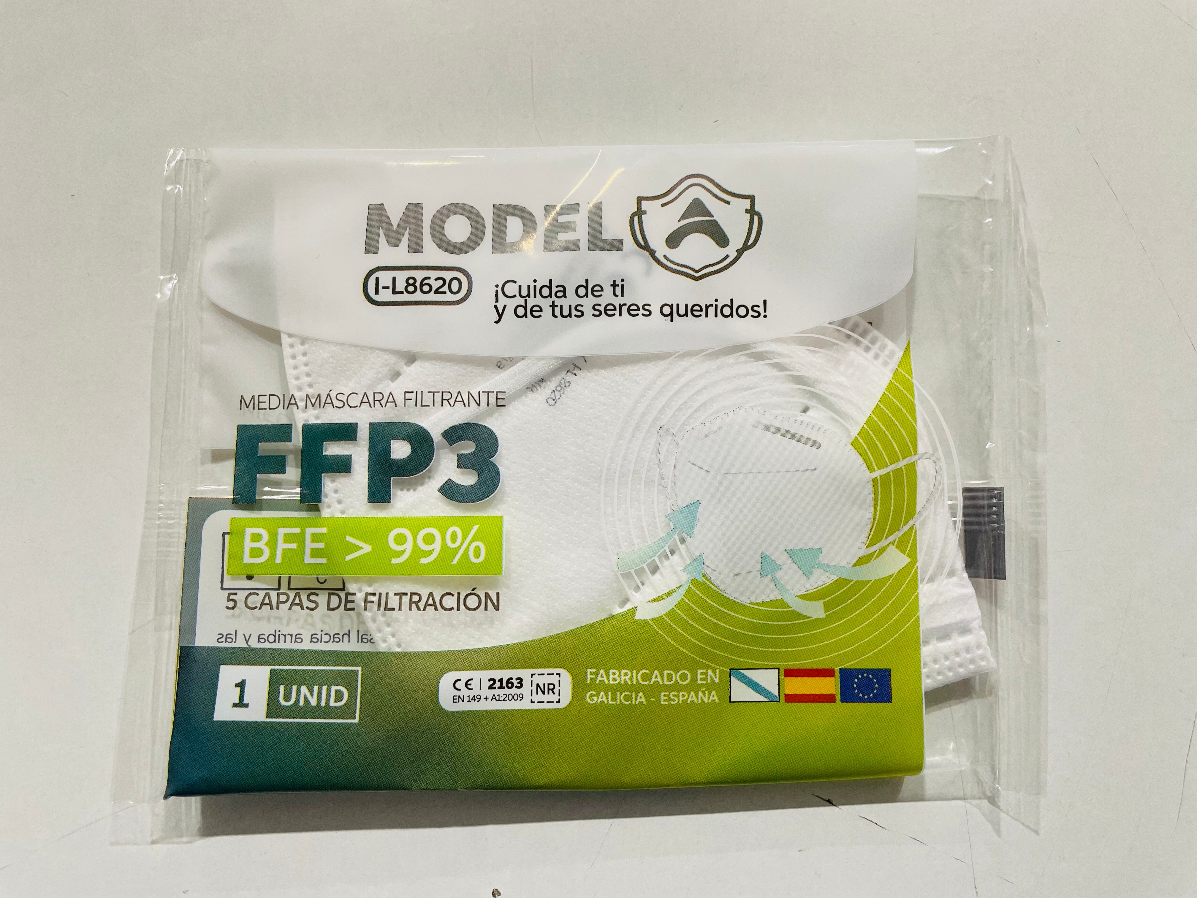 Mascarillas FFP3 Homologadas Españolas. Caja 20 Unidades. Desechable  Proteccion Personal 5 Capas. Mascara Filtro 95%. Blanco